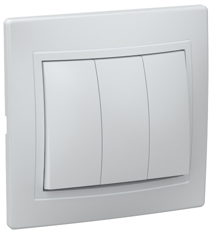 Выключатель 3-клавишный ВС10-3-0-КБ 10А КВАРТА белый IEK