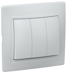 Выключатель 3-клавишный ВС10-3-0-КБ 10А КВАРТА белый IEK