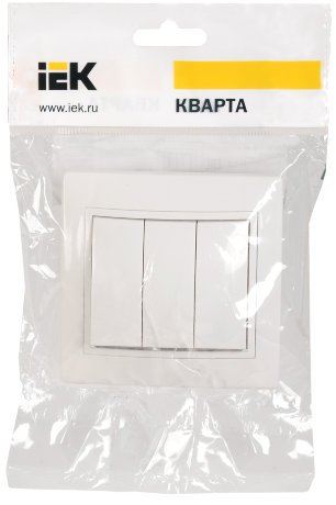 Выключатель 3-клавишный ВС10-3-0-КБ 10А КВАРТА белый IEK