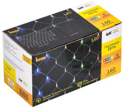 LIGHTING Гирлянда сеть 1,5х1,5м 160 светодиодов RGB IP20 прозрачный шнур 3м 230В контроллер 8 сцен IEK