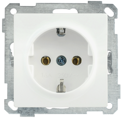 Розетка РС11-1-0-Б с заземляющим контактом 16А BOLERO белый IEK