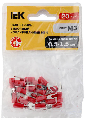 Наконечник изолированный НВИ1,25-3 вилка 0,5-1,5мм (20шт) IEK
