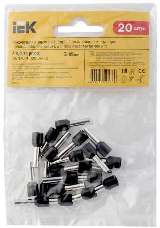 Наконечник-гильза Е6012 6мм2 (черный) (20шт) IEK