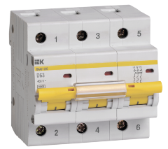 Выключатель автоматический ВА47-100 3Р 63А 10кА D IEK