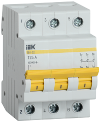 Выключатель нагрузки (мини-рубильник) ВН-32 3Р 125А IEK