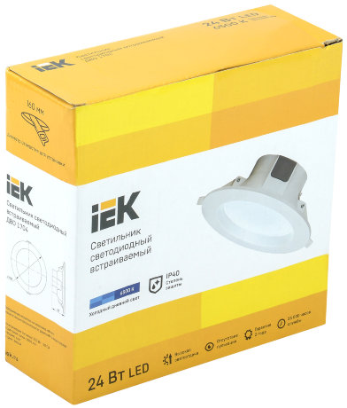 Светильник светодиодный ДВО 1704 круг 24Вт 6500K IP40 белый IEK