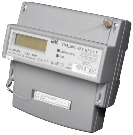Счетчик электрической энергии трехфазный STAR 301/1 R2.2-1(7.5)Э Т IEK