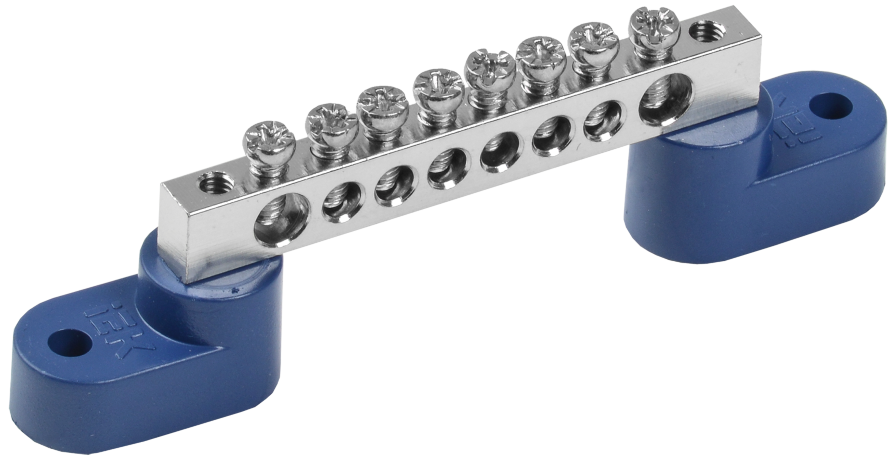 Шина N "ноль" на двух угловых изоляторах с никелевым покрытием ШНИ-6х9-8-У2-С IEK