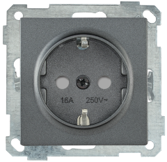 Розетка РС14-1-0-Б с заземляющим контактом с защитной шторкой 16А BOLERO антрацит IEK