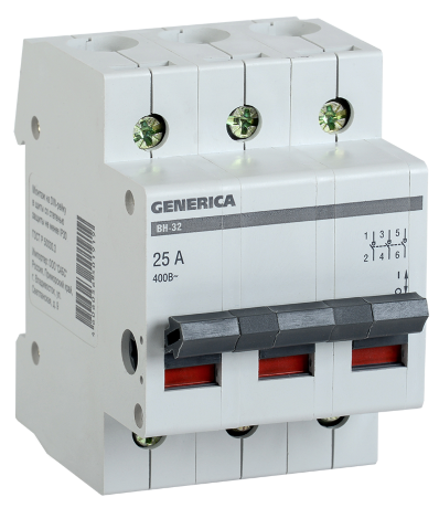 Выключатель нагрузки (мини-рубильник) ВН-32 3Р 25А GENERICA