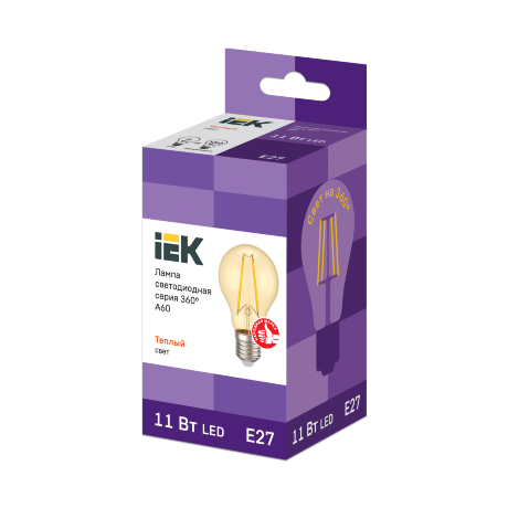 Лампа светодиодная A60 шар золото 11Вт 230В 2700К E27 серия 360° IEK