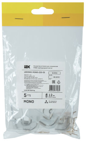 Коннектор угловой 5шт MONO 12мм (разъем-разъем) IEK