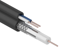 Кабель коаксиальный RG59 медный 75Ом FPE с кабелем питания 2х0,75мм2 PVC белый (300м) GENERICA