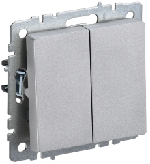 BRITE Выключатель 2-клавишный 10А ВС10-2-0-БрА алюминий IEK