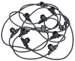 LIGHTING Гирлянда белт-лайт 5м 15 патронов E27 без ламп IP65 черный шнур 2м 230В транзит IEK