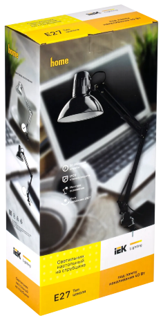 LIGHTING Светильник настольный 1014 пантограф на струбцине Е27 белый IEK