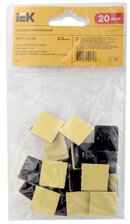 Площадка самоклеящаяся 20х20 под хомуты черная (20шт) IEK