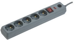 Сетевой фильтр СФ-05К-выкл. 5 мест 2Р+PЕ/3метра 3х1мм2 16А серый IEK