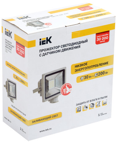 Прожектор светодиодный СДО 05-30Д (детектор) SMD IP44 серый IEK