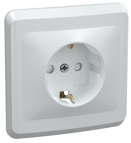 Розетка 1-местная РС10-3-ВБ с заземляющим контактом без защитной шторки 16А ВЕГА белый IEK