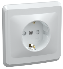 Розетка 1-местная РС10-3-ВБ с заземляющим контактом без защитной шторки 16А ВЕГА белый IEK