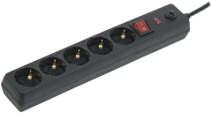 Сетевой фильтр СФ-05К-выкл. 5 мест 2Р+PЕ/3метра 3х1мм2 16А черный IEK