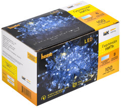 LIGHTING Гирлянда нить 10м 100 светодиодов белый свет IP44 прозрачный шнур 3м 230В мерцание транзит IEK