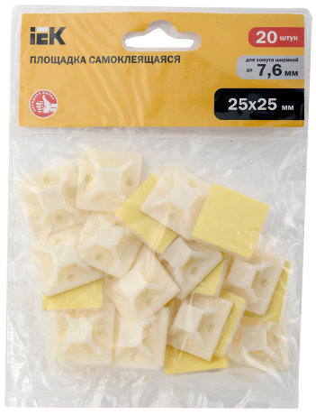 Площадка самоклеящаяся 25х25 под хомуты белая (20шт) IEK
