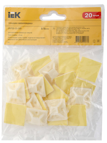 Площадка самоклеящаяся 25х25 под хомуты белая (20шт) IEK