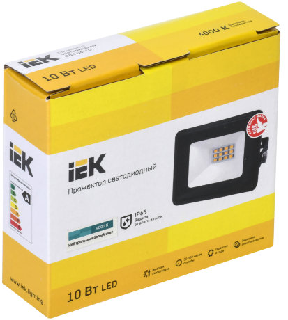 Прожектор светодиодный СДО 06-10 IP65 4000K черный IEK