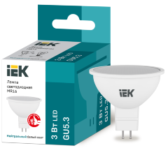 Лампа светодиодная MR16 софит 3Вт 230В 4000К GU5.3 IEK