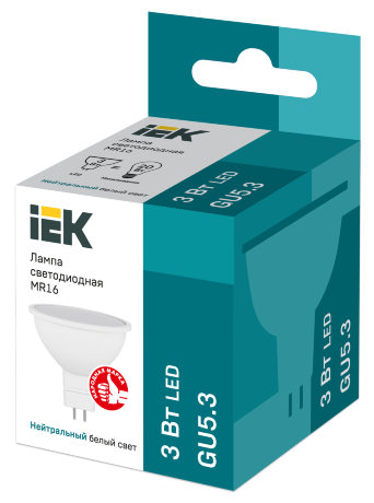 Лампа светодиодная MR16 софит 3Вт 230В 4000К GU5.3 IEK