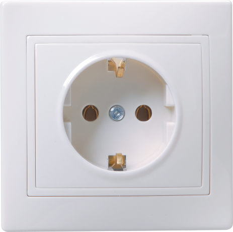 Розетка 1-местная РС10-3-КБ с заземляющим контактом без защитной шторки 16А керамика КВАРТА белый IEK
