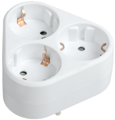 Тройник Т-01/03 3 места 2P+PE 16А треугольный белый IEK