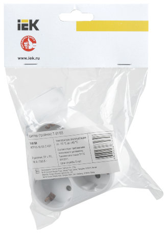 Тройник Т-01/03 3 места 2P+PE 16А треугольный белый IEK