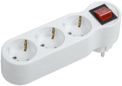 Тройник Т-01/03В 3 места 2P+PE 16А с выключателем белый IEK