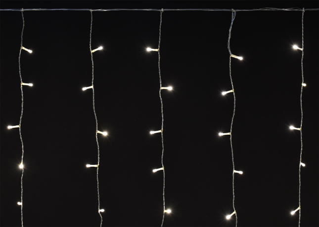 LIGHTING Гирлянда бахрома 4,5х0,7м 200 светодиодов теплый белый свет IP44 прозрачный шнур 3м 230В транзит IEK