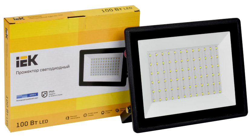 Прожектор светодиодный СДО 06-100 IP65 6500K черный IEK