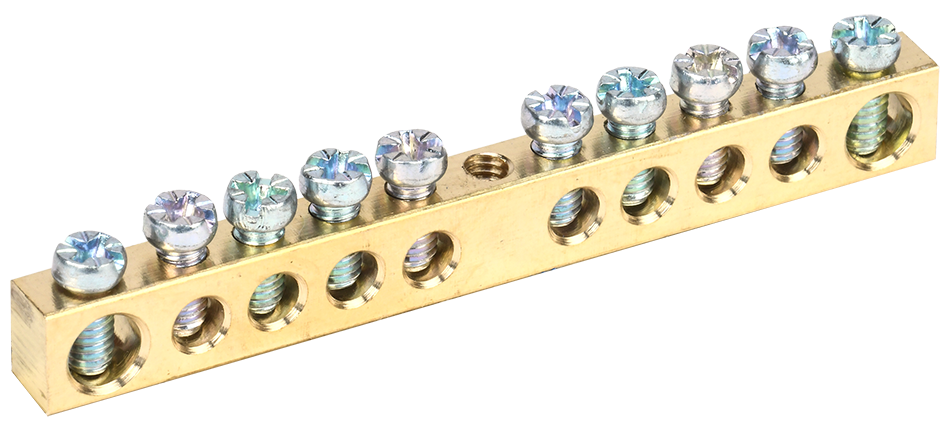 Шина PEN "земля-ноль" 6х9мм 10/1 (10групп/крепеж по центру) IEK