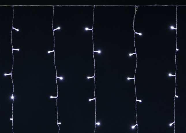 LIGHTING Гирлянда бахрома 4,5х0,7м 200 светодиодов белый свет IP44 прозрачный шнур 3м 230В транзит IEK