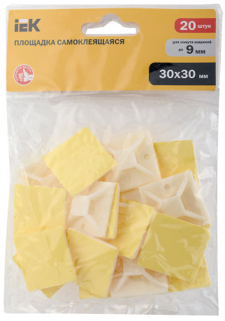 Площадка самоклеящаяся 30х30 под хомуты белая (20шт) IEK