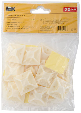 Площадка самоклеящаяся 30х30 под хомуты белая (20шт) IEK
