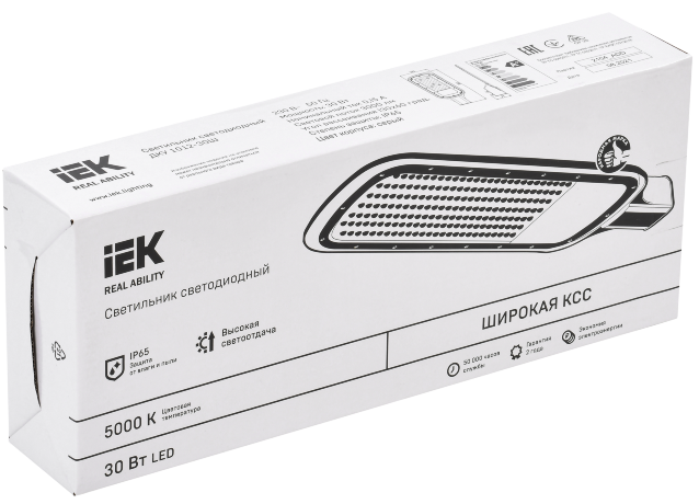 Светильник светодиодный ДКУ 1012-30Ш 5000К IP65 серый IEK