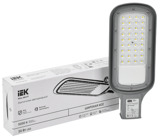 Светильник светодиодный ДКУ 1012-30Ш 5000К IP65 серый IEK