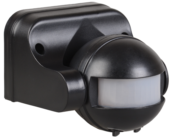 Датчик движения ДД-009 1100Вт 180град 12м IP44 черный IEK