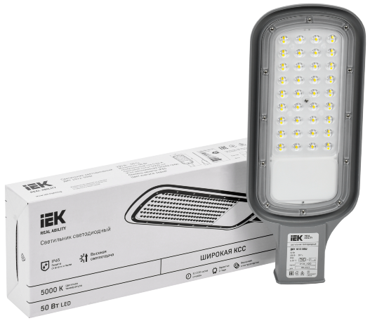 Светильник светодиодный ДКУ 1012-50Ш 5000К IP65 серый IEK