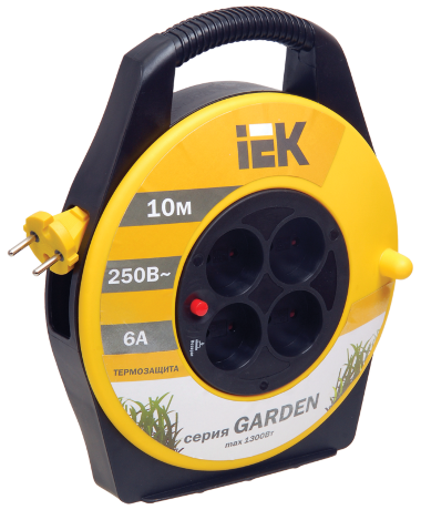 Катушка УК10 с термозащитой 4 места 2Р+PЕ/10м 3х1,5мм2 IEK