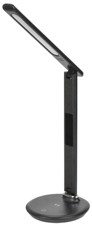 LIGHTING Светильник светодиодный настольный 2011 7Вт на подставке QI-заряд USB-выход кожа черный IEK