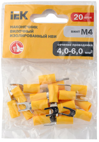 Наконечник изолированный НВИ5,5-4 вилка 4-6мм (20шт) IEK
