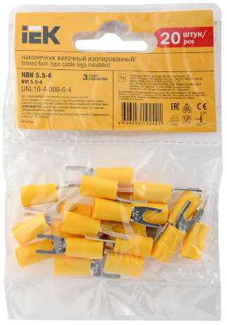 Наконечник изолированный НВИ5,5-4 вилка 4-6мм (20шт) IEK